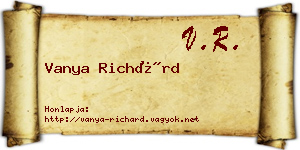 Vanya Richárd névjegykártya